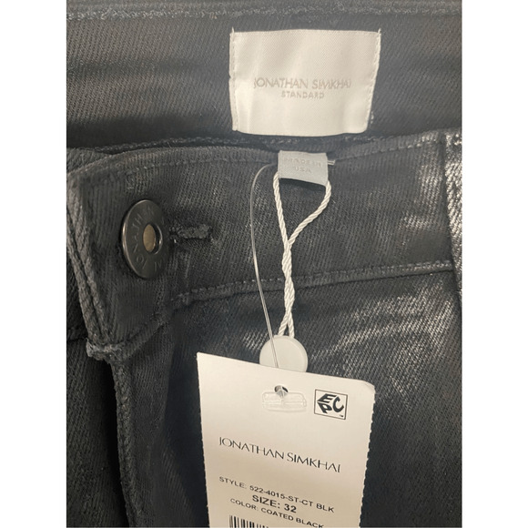 Jonathan Simkhai NWT Amelia Straight Leg Denim in Black Coated Size 32 - Picture 6 of 9